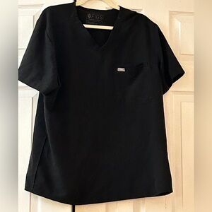 FIGS Technical Collection Black Scrub Top V-Neck Mens/Womens Size L Pocket